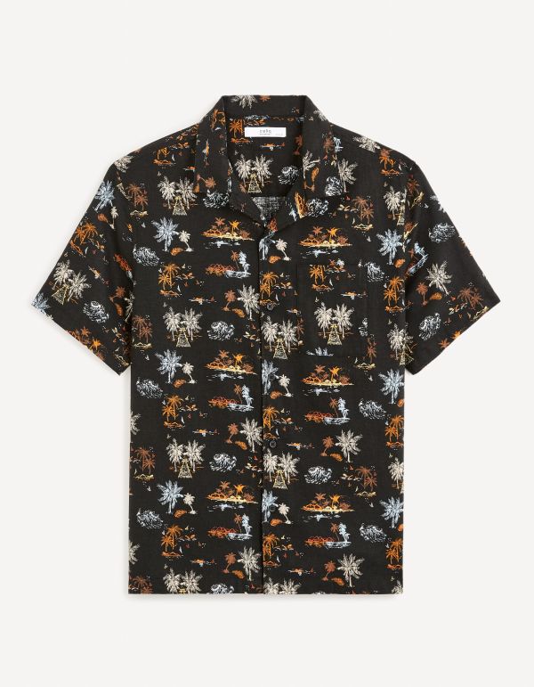 Chemise relax en lin coton - noir