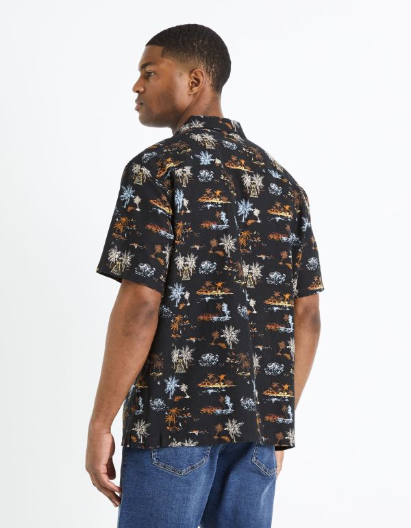 Chemise relax en lin coton - noir