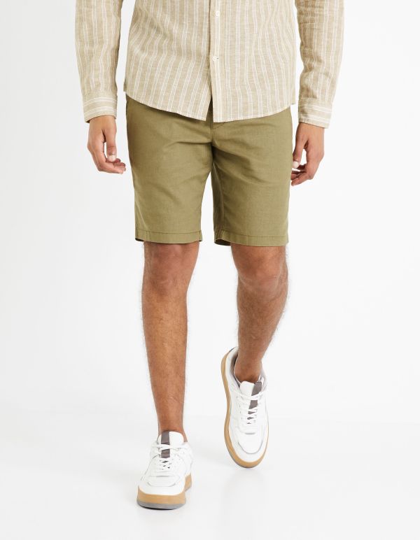 Bermuda en lin coton - vert