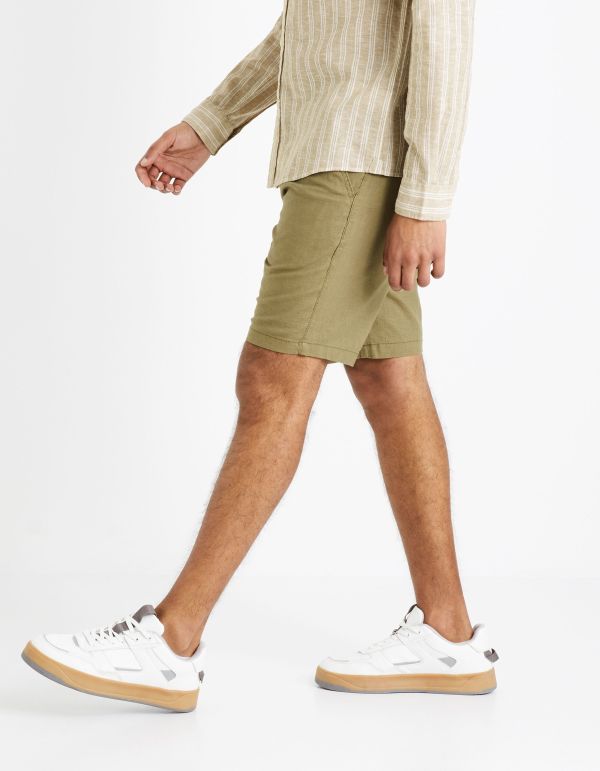 Bermuda en lin coton - vert