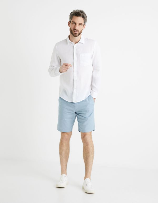 Bermuda en lin coton - bleu ciel