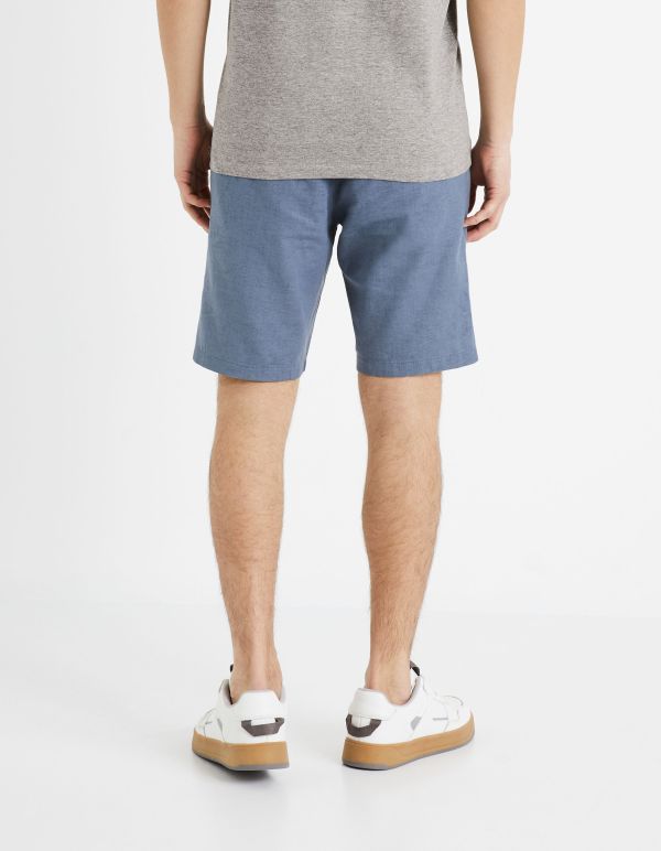 Bermuda en lin coton - bleu