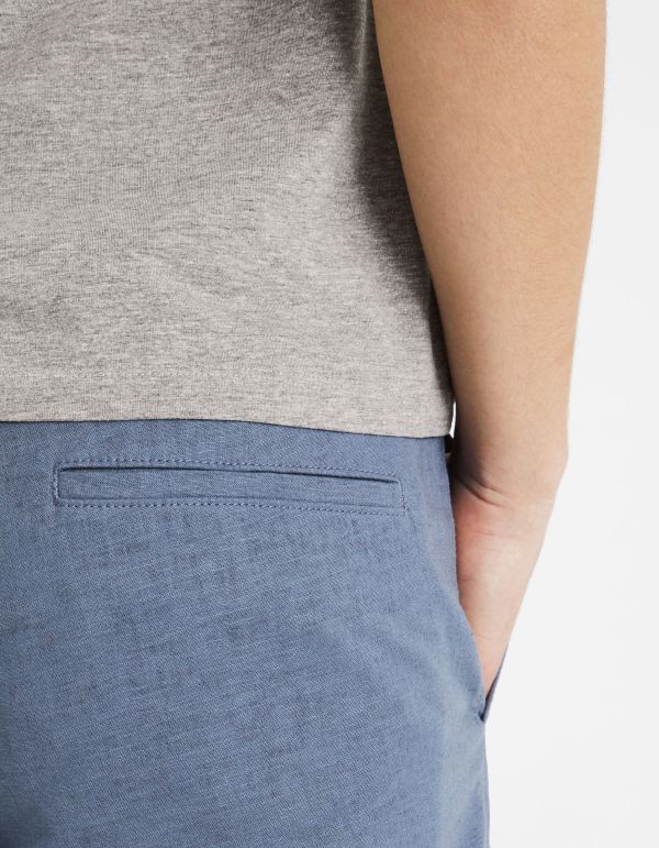 Bermuda en lin coton - bleu