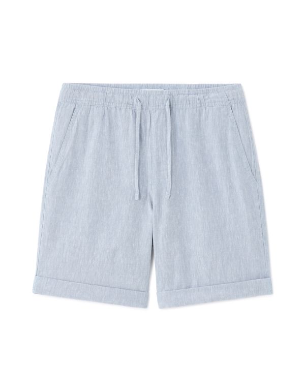 Bermuda en lin et coton - bleu
