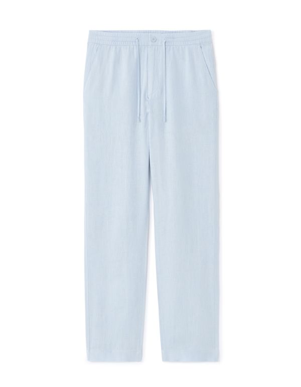 Pantalon straight 100% lin - bleu clair