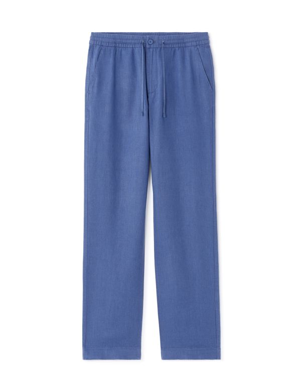 Pantalon straight 100% lin - bleu foncé