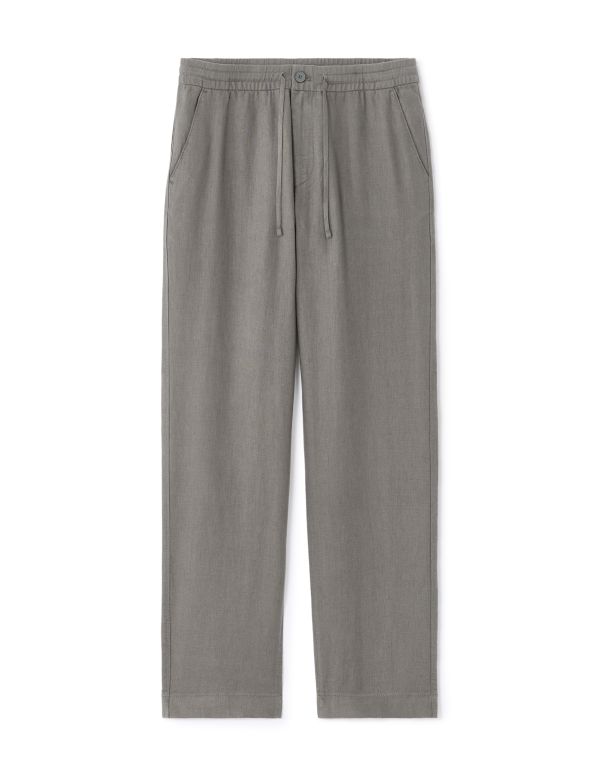 Pantalon straight 100% lin - gris foncé