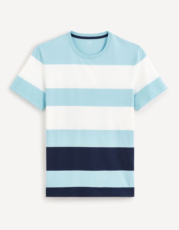 T-shirt col rond 100% coton - bleu ciel