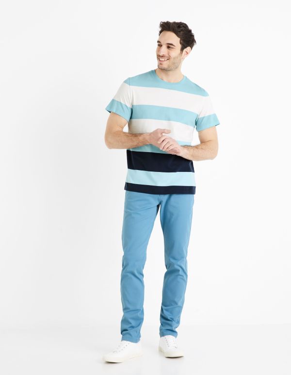 T-shirt col rond 100% coton - bleu ciel