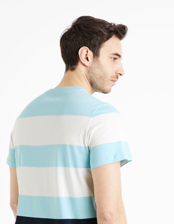 T-shirt col rond 100% coton - bleu ciel