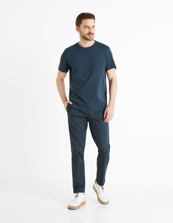 T-shirt col rond avec poche - Marine