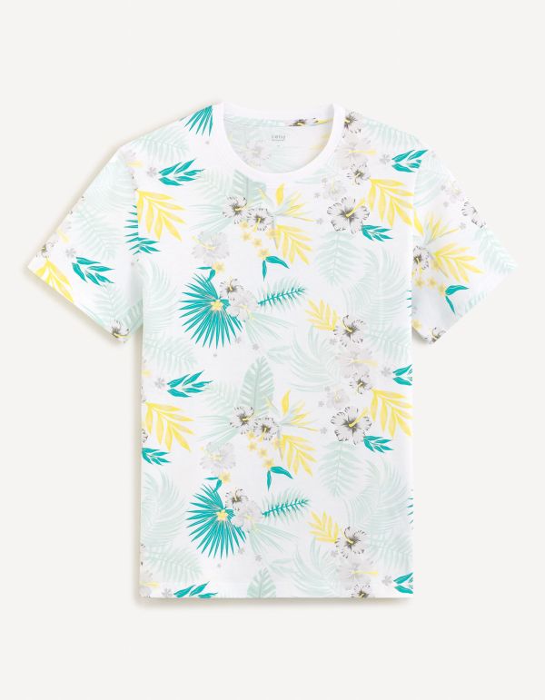 T-shirt col rond 100% coton - blanc