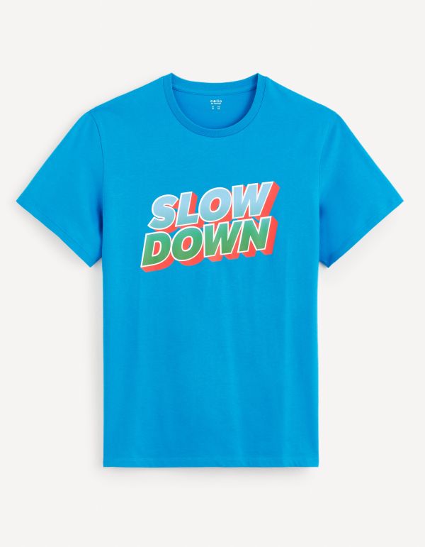 T-shirt col rond 100% coton - bleu roi