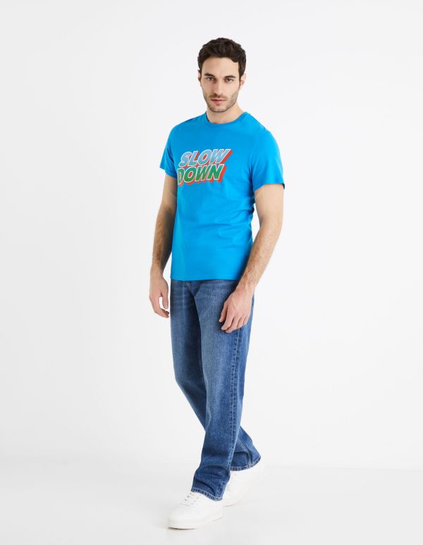 T-shirt col rond 100% coton - bleu roi