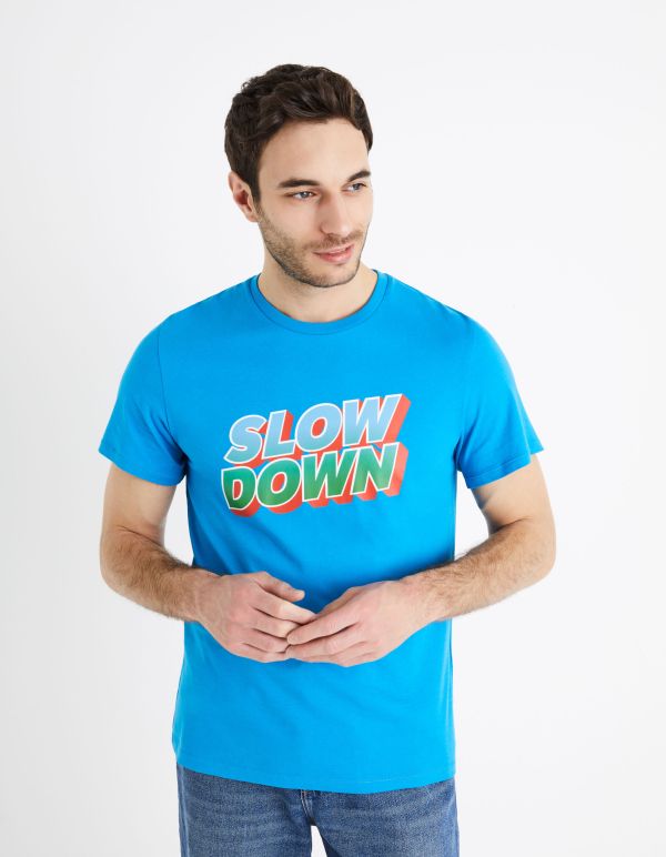 T-shirt col rond 100% coton - bleu roi