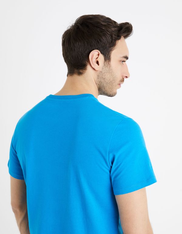 T-shirt col rond 100% coton - bleu roi