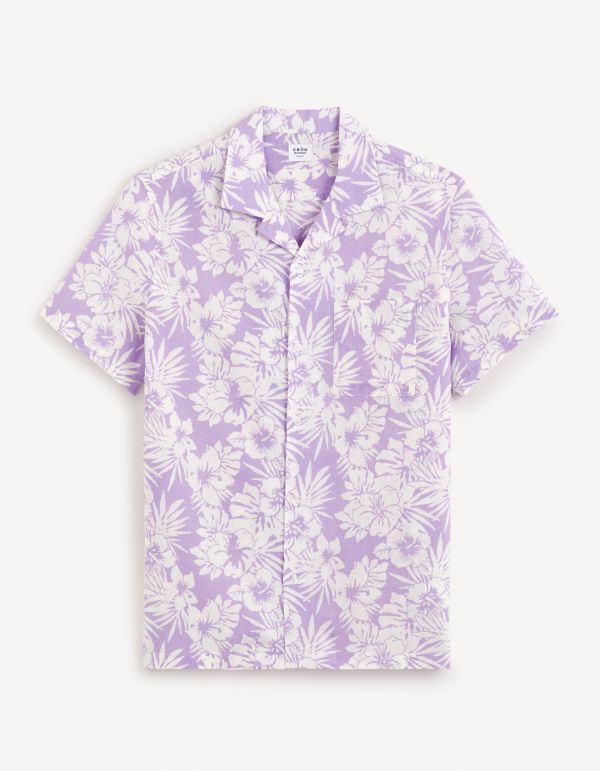 Chemise boxy lin coton - parme