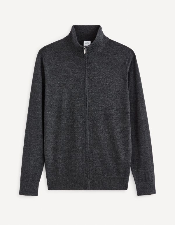 Cardigan zippé laine mélangée - anthracite