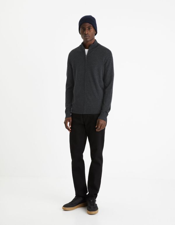 Cardigan zippé laine mélangée - anthracite
