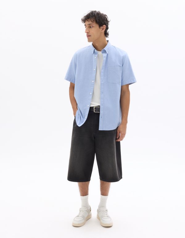 Chemisette regular oxford 100% coton - bleu