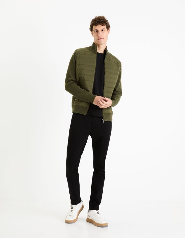 Blouson mix matière coton mélangé - kaki