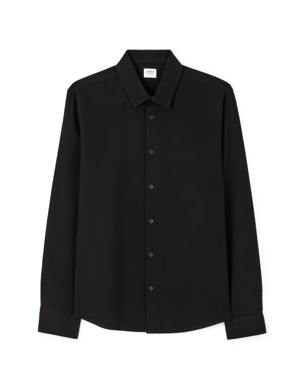 Chemise regular nid d'abeille coton - noir
