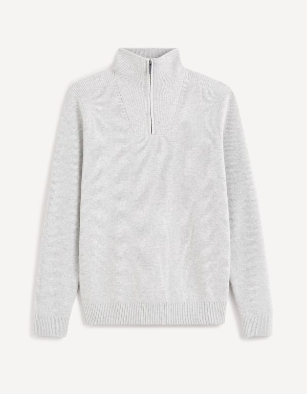 Pull col camionneur zippé - gris chine