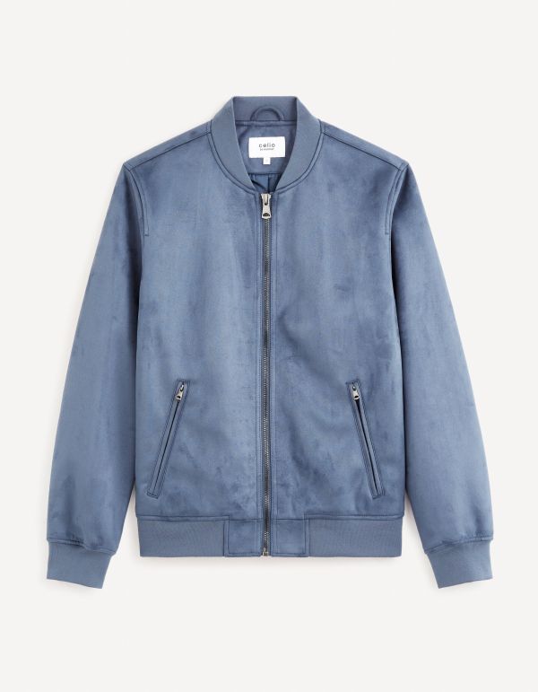 Bomber faux daim - bleu