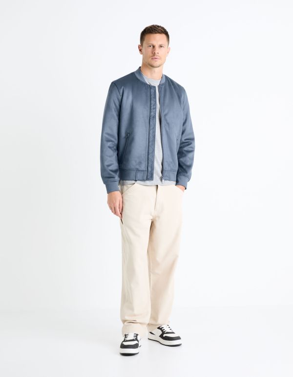 Bomber faux daim - bleu