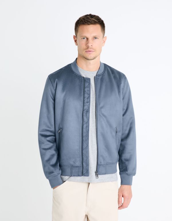 Bomber faux daim - bleu