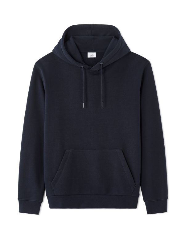Sweat regular à capuche 100% coton - marine