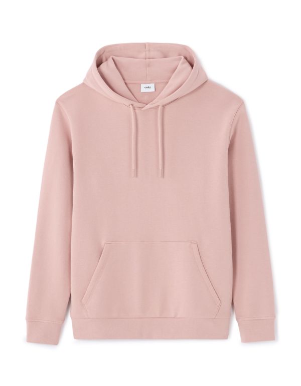 Sweat regular à capuche 100% coton - rose clair