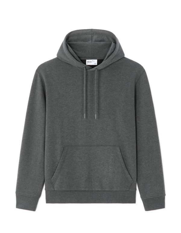 SW.01 Sweat regular à capuche 100% coton - anthracite chiné