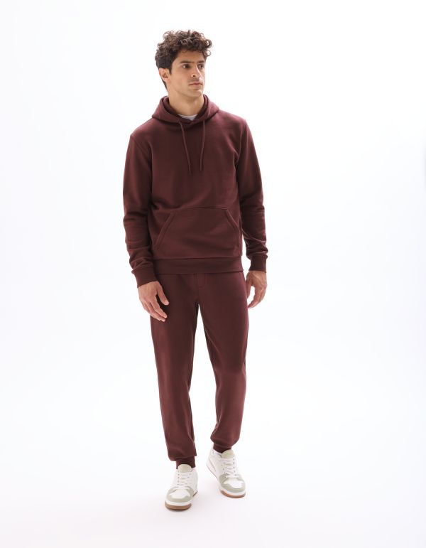 Sweat regular à capuche 100% coton - bordeaux
