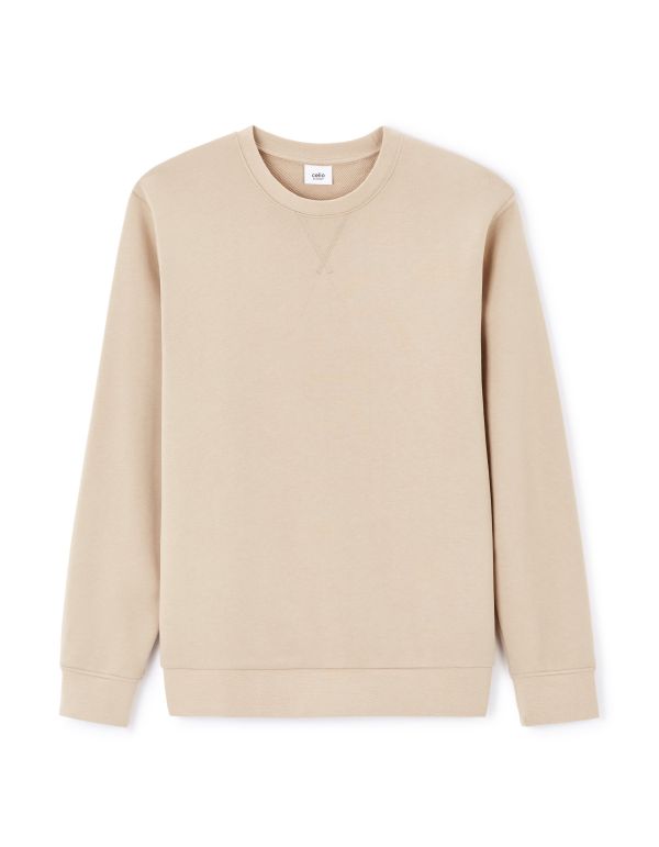 Sweat regular col rond 100% coton - beige