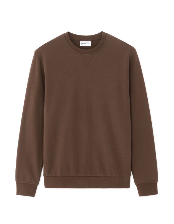 SW.02 Sweat regular col rond 100% coton - marron