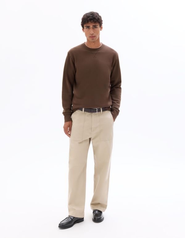 SW.02 Sweat regular col rond 100% coton - marron