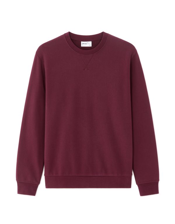 SW.02 Sweat regular col rond 100% coton - rouge foncé