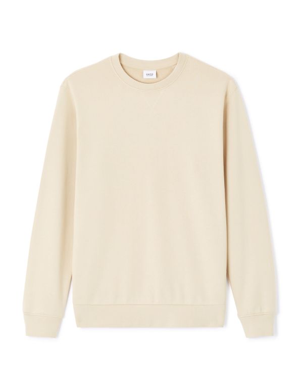 Sweat col rond 100% coton - beige