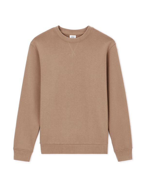 Sweat col rond 100% coton - taupe