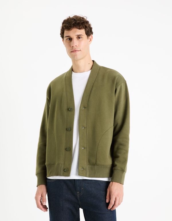 Cardigan coton mélangé - kaki