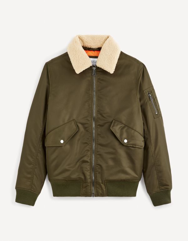 Bomber doudoune doublé sherpa - kaki