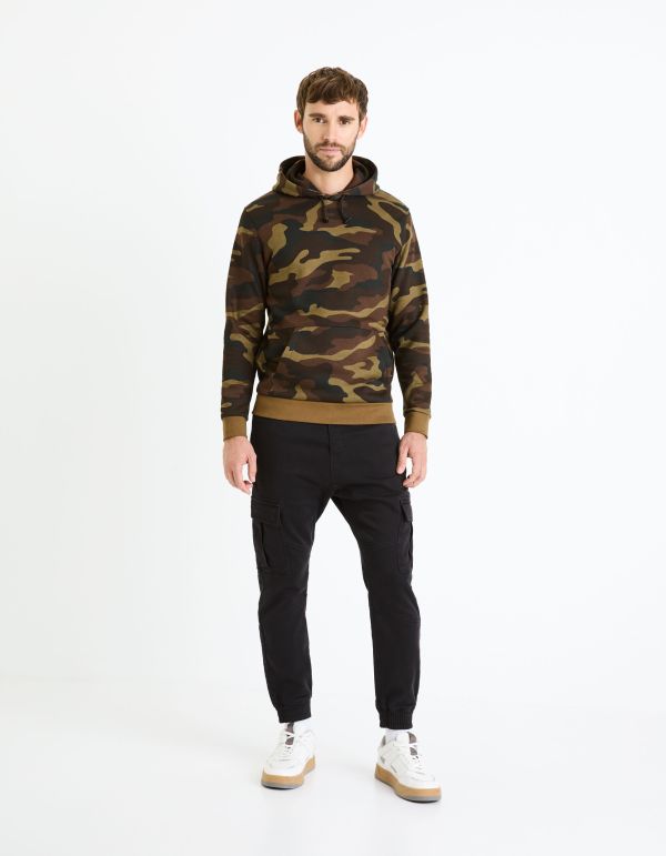 Sweat à capuche coton mélangé - noir