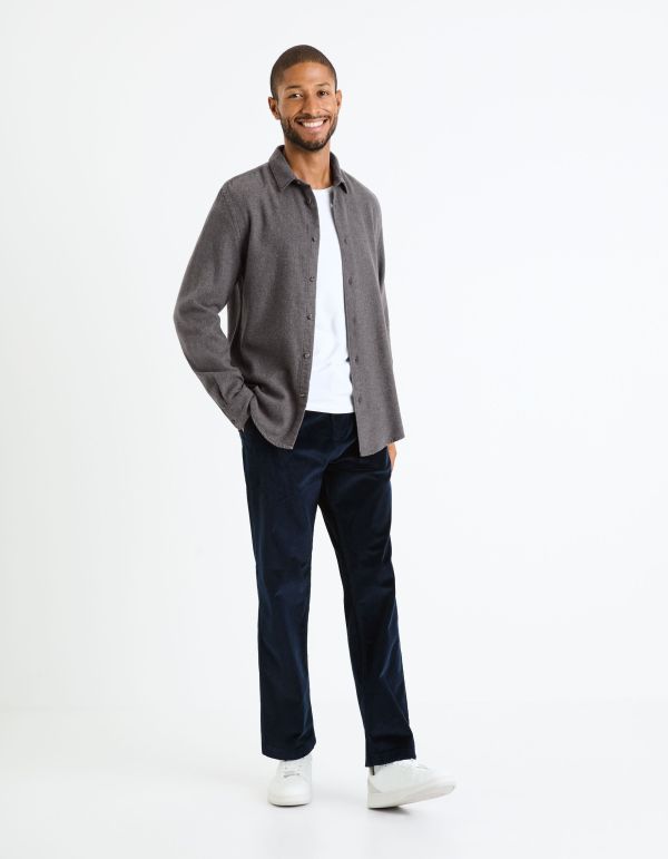 T-shirt slim en coton stretch manches longues - blanc