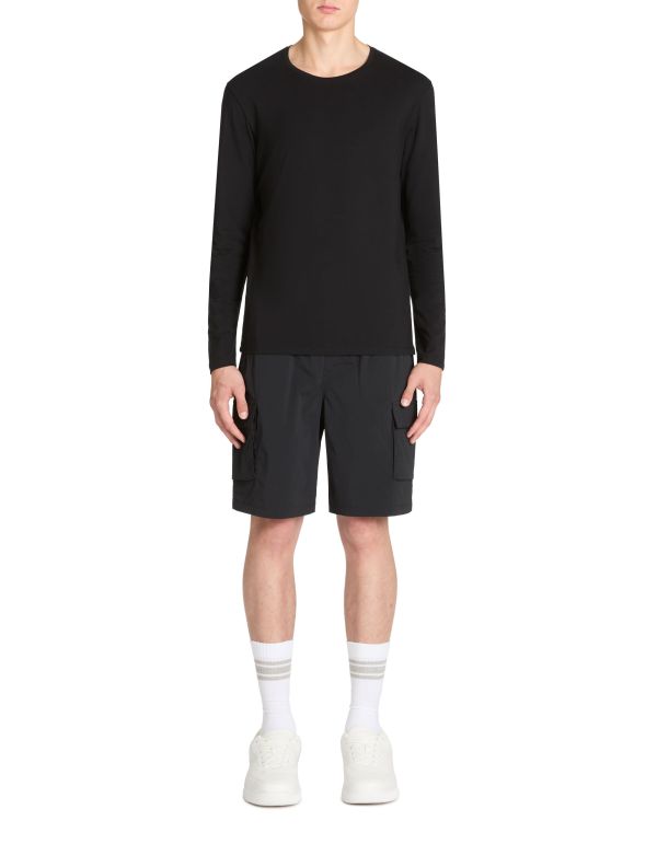 T-shirt col o uni en coton stretch - noir