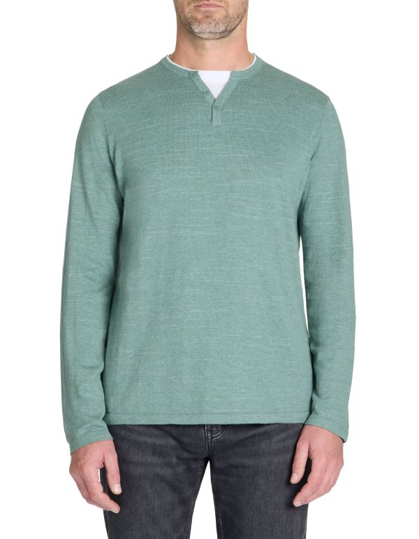 Pull col tunisien 100% coton - vert