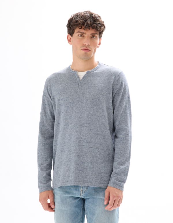 Pull col tunisien coton mélangé - gris foncé