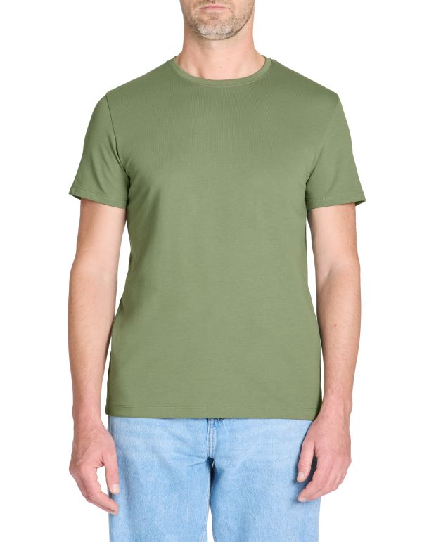 T-shirt straight col rond coton mélangé - vert