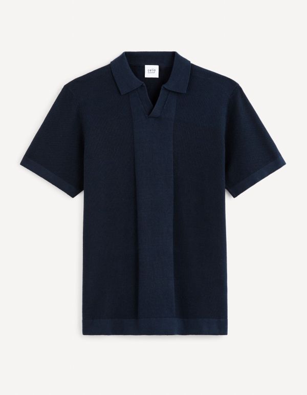 Polo jersey regular en coton lin - marine