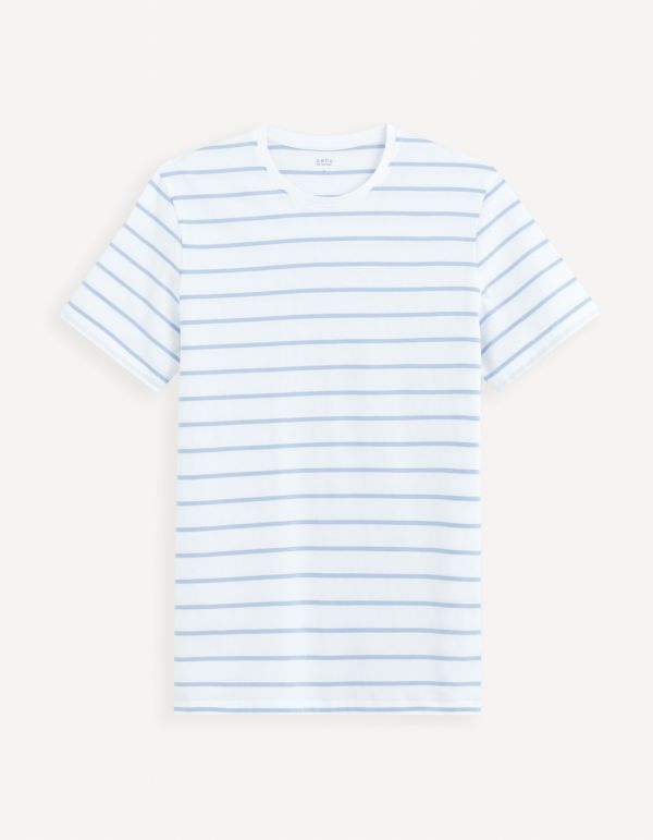 T-shirt col rond en coton - blanc